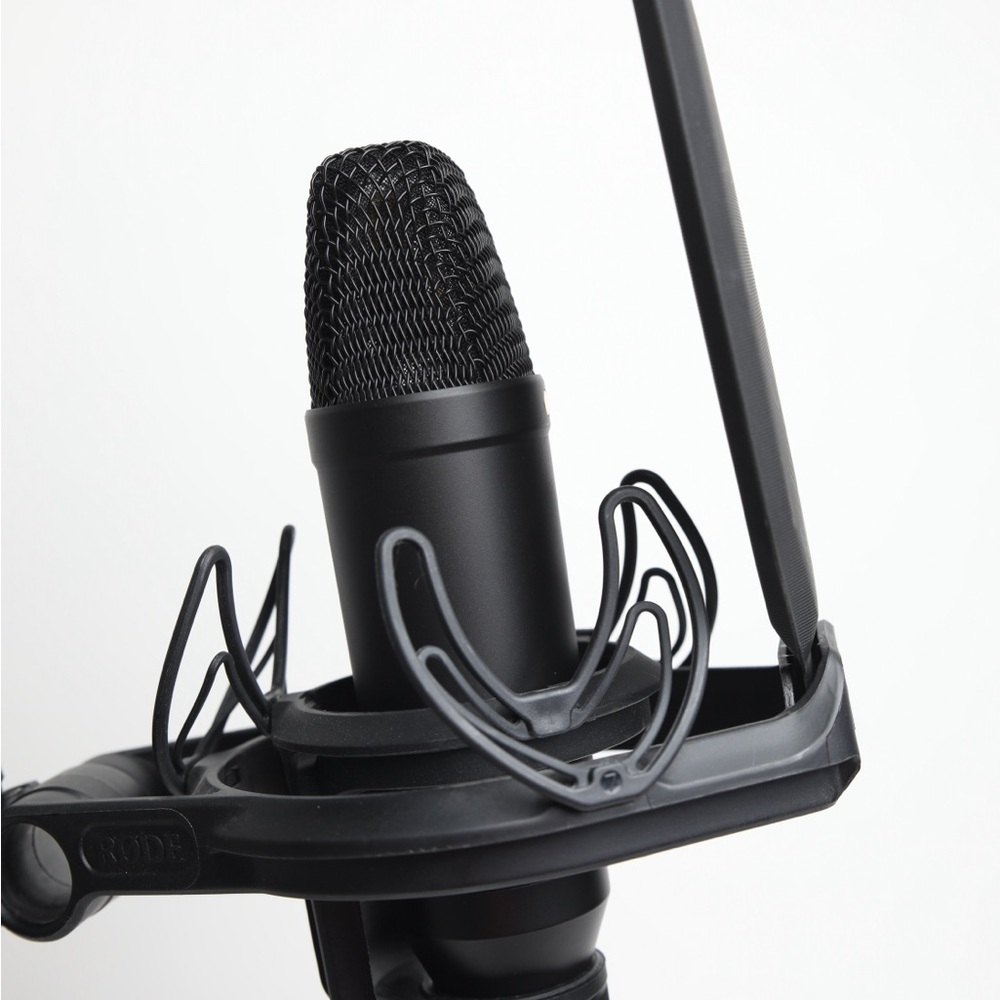 Sleek Black Microphone with Shock Mount
